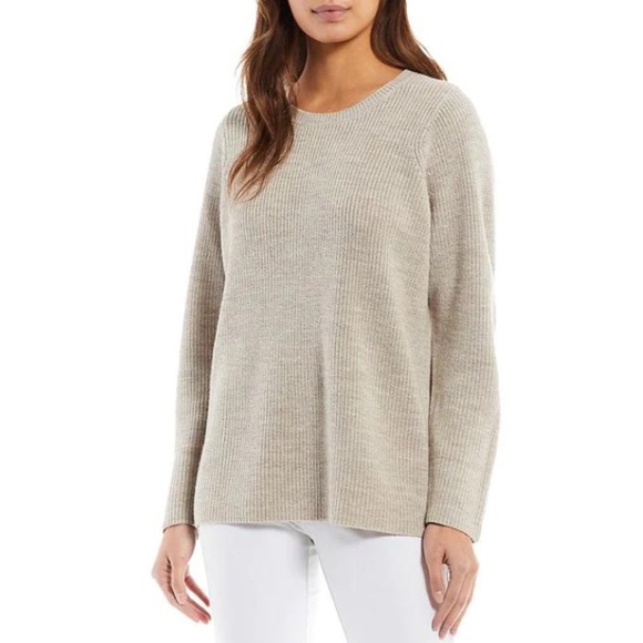Eileen Fisher Sweaters - Eileen Fisher Extra Fine Merino Wool Crewneck Sweater in Barley Size Small
